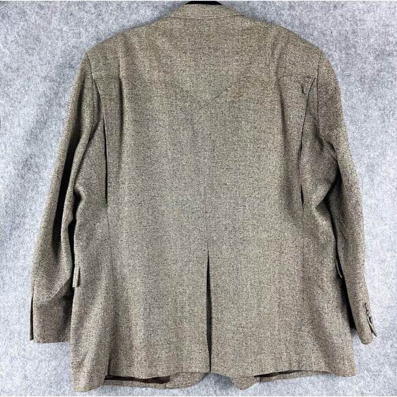 Circle S 100% Silk Tweed Western Blazer Sport Coat Mens 52R Tan Rodeo Cowboy - Picture 15 of 16